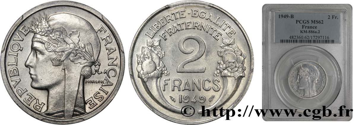 2 francs Morlon, aluminium 1949 Beaumont-Le-Roger F.269/15 VZ60 
