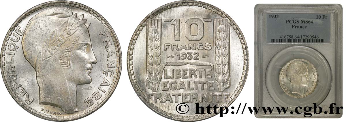 10 francs Turin 1932  F.360/5 MS63 
