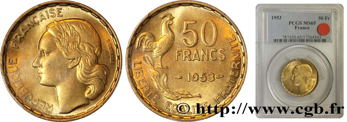50 francs Guiraud 1953  F.425/10 ST65 PCGS