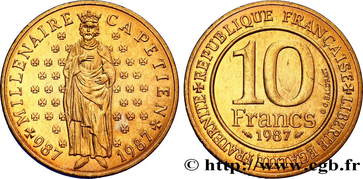 10 francs Millénaire Capétien 1987  F.371/2 VZ62 