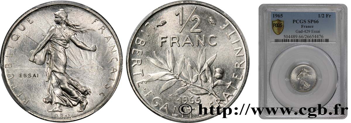 Essai du 1/2 franc Semeuse 1965 Paris F.198/2 MS65 