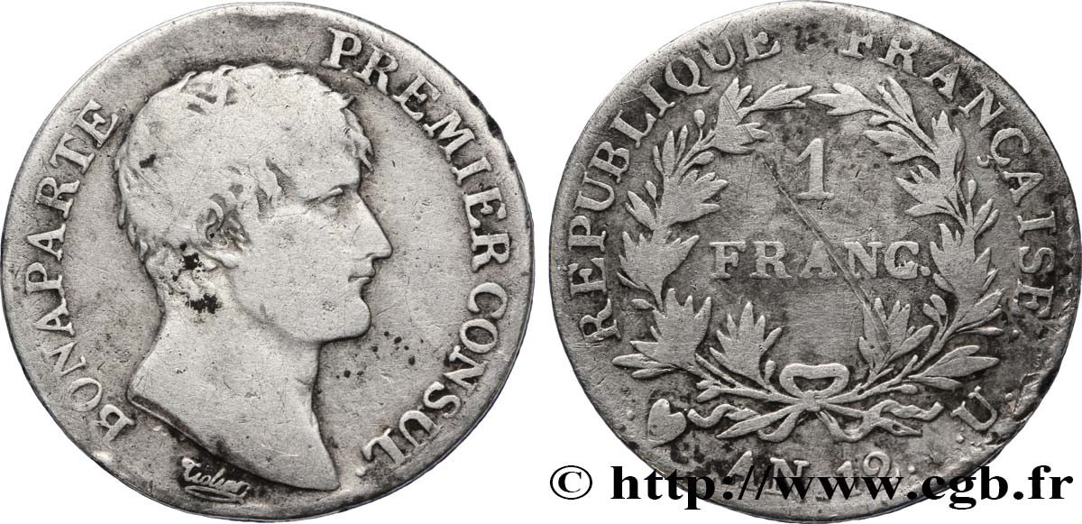 1 franc Bonaparte Premier Consul 1804 Turin F.200/20 TB18 