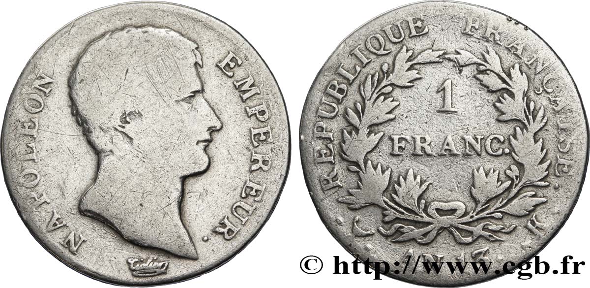 1 franc Napoléon Empereur, Calendrier révolutionnaire 1805 Bordeaux F.201/21 RC14 
