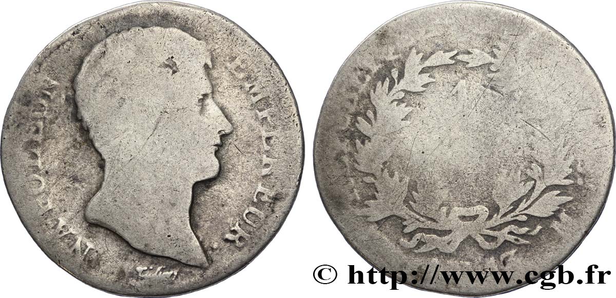 1 franc Napoléon Empereur, Calendrier révolutionnaire 1805 Toulouse F.201/23 q.B3 