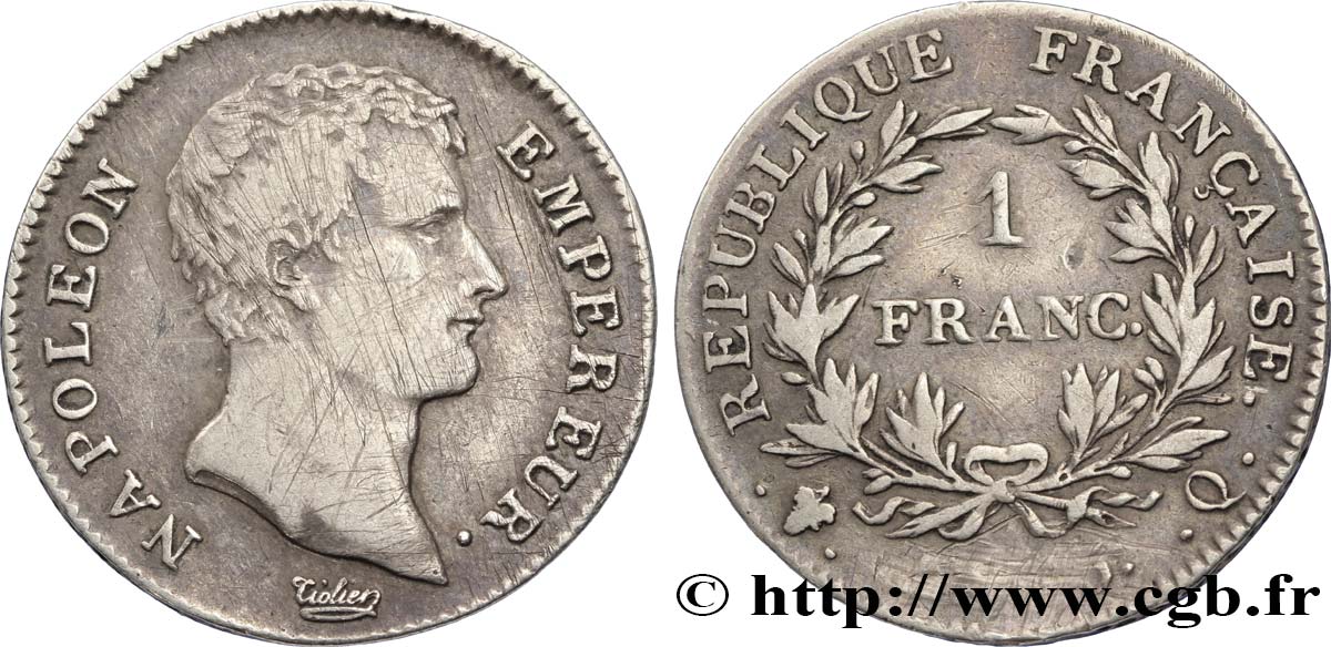 1 franc Napoléon Empereur, Calendrier grégorien 1806 Perpignan F.202/8 S35 