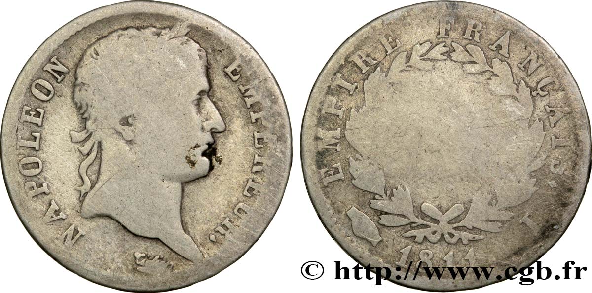 1 franc Napoléon Ier tête laurée, Empire français 1811 Limoges F.205/33 SGE6 