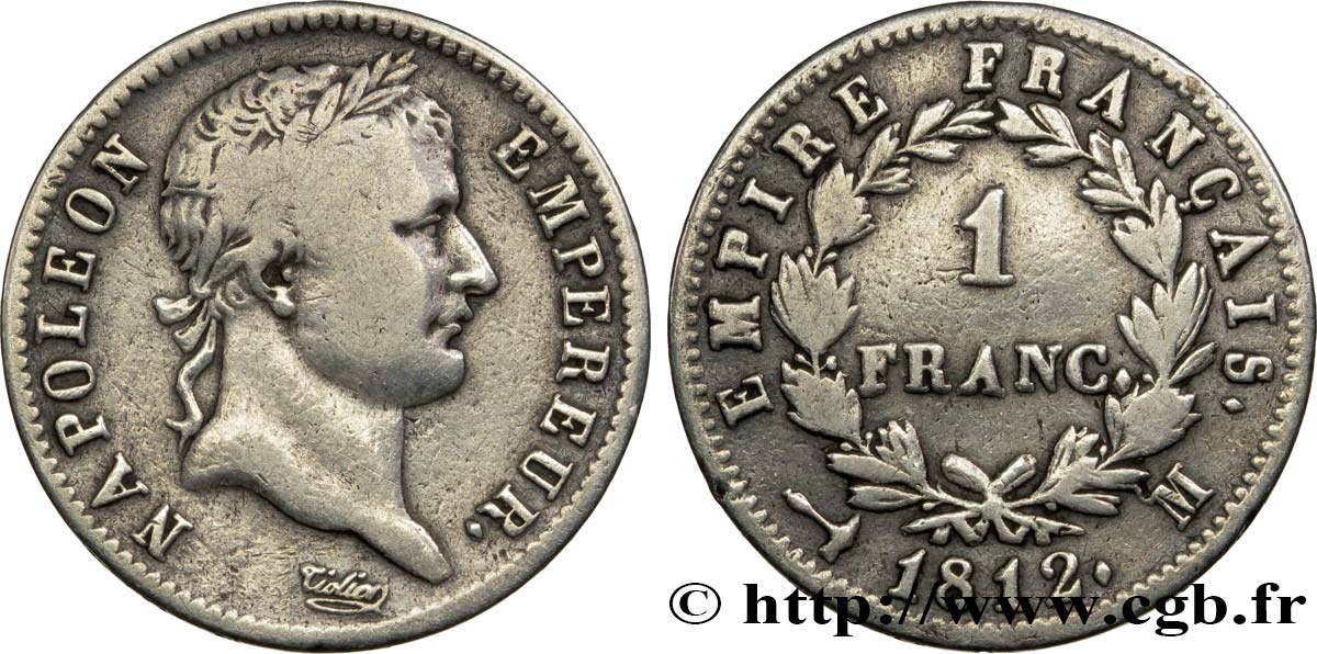 1 franc Napoléon Ier tête laurée, Empire français 1812 Toulouse F.205/50 BC38 