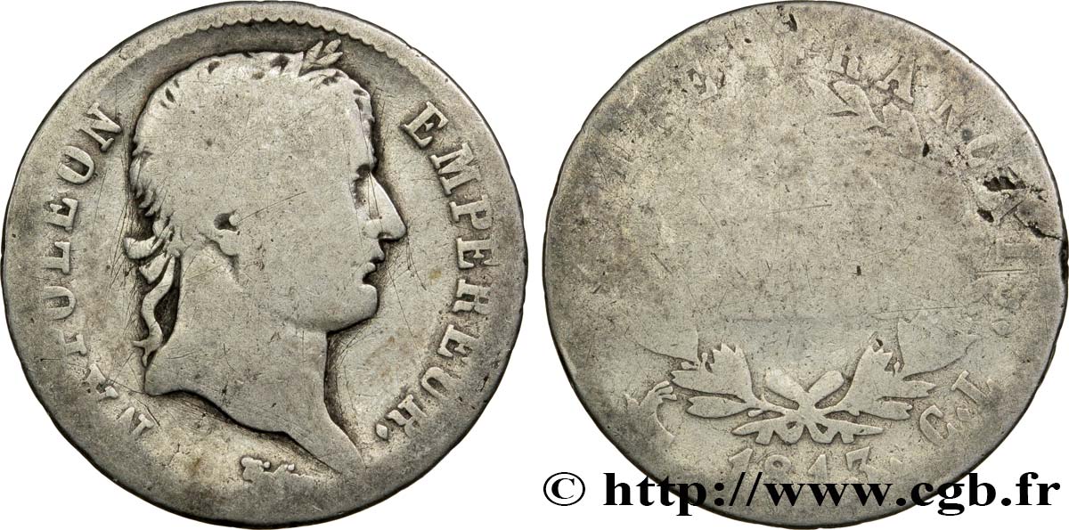 1 franc Napoléon Ier tête laurée, Empire français 1813 Gênes F.205/60 q.B3 