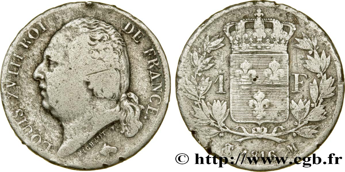 1 franc Louis XVIII 1816 Toulouse F.206/5 F12 