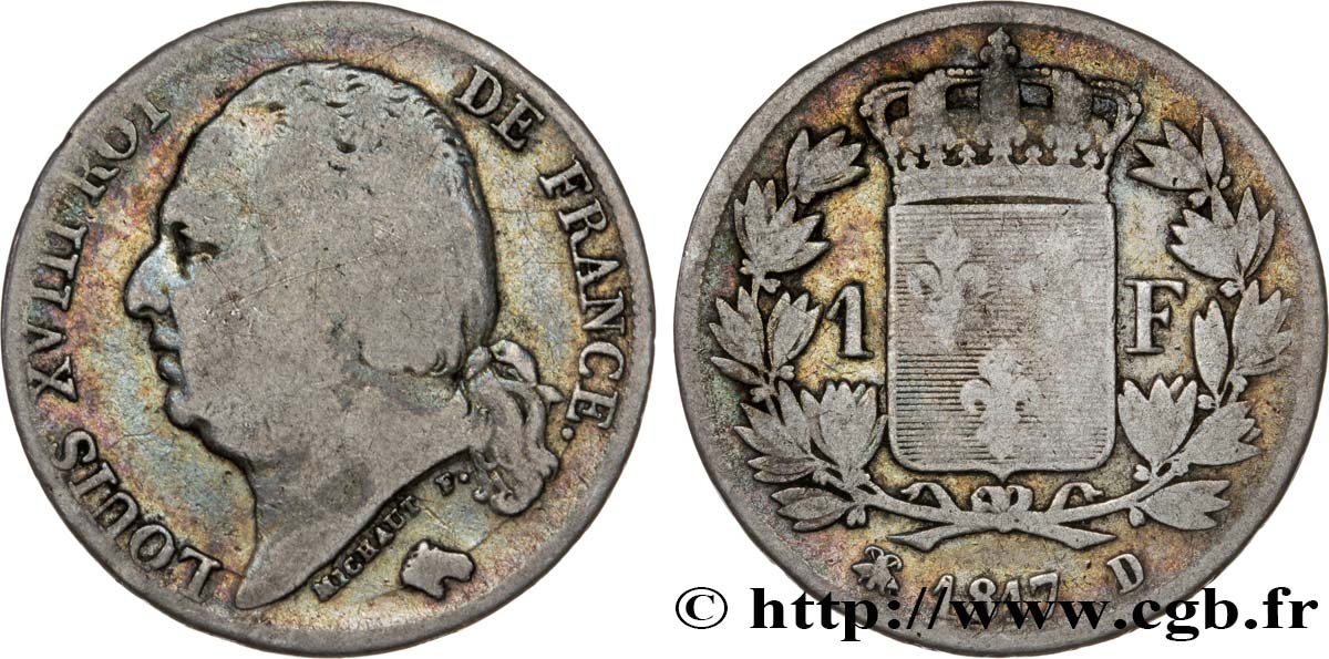 1 franc Louis XVIII 1817 Lyon F.206/11 SGE12 