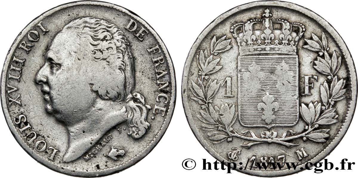 1 franc Louis XVIII 1817 Toulouse F.206/15 MB18 