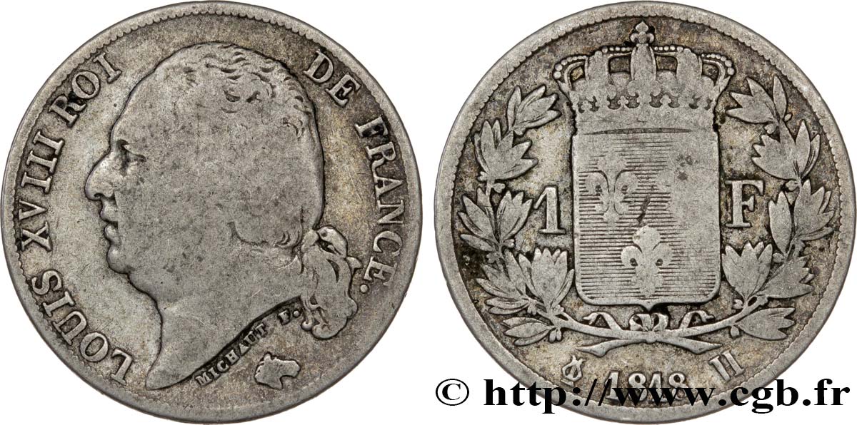 1 franc Louis XVIII 1818 La Rochelle F.206/20 B10 