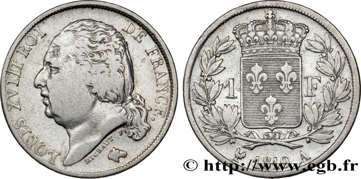 1 franc Louis XVIII 1819 Paris F.206/24 VF30 