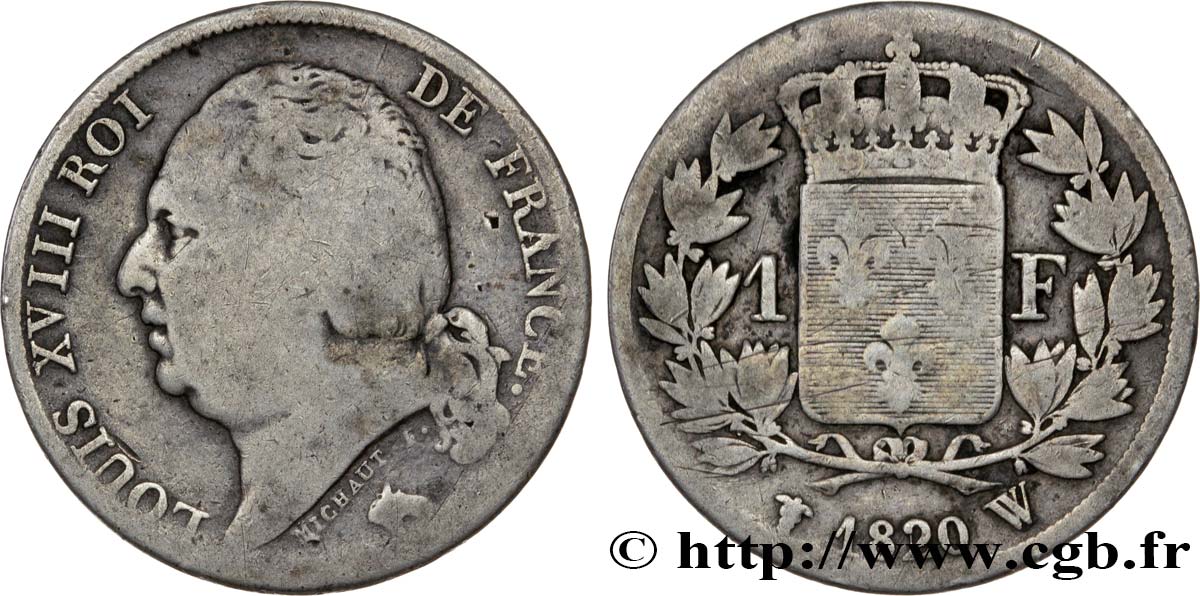 1 franc Louis XVIII 1820 Lille F.206/35 SGE11 
