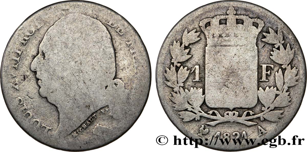 1 franc Louis XVIII 1821 Paris F.206/36 RC8 