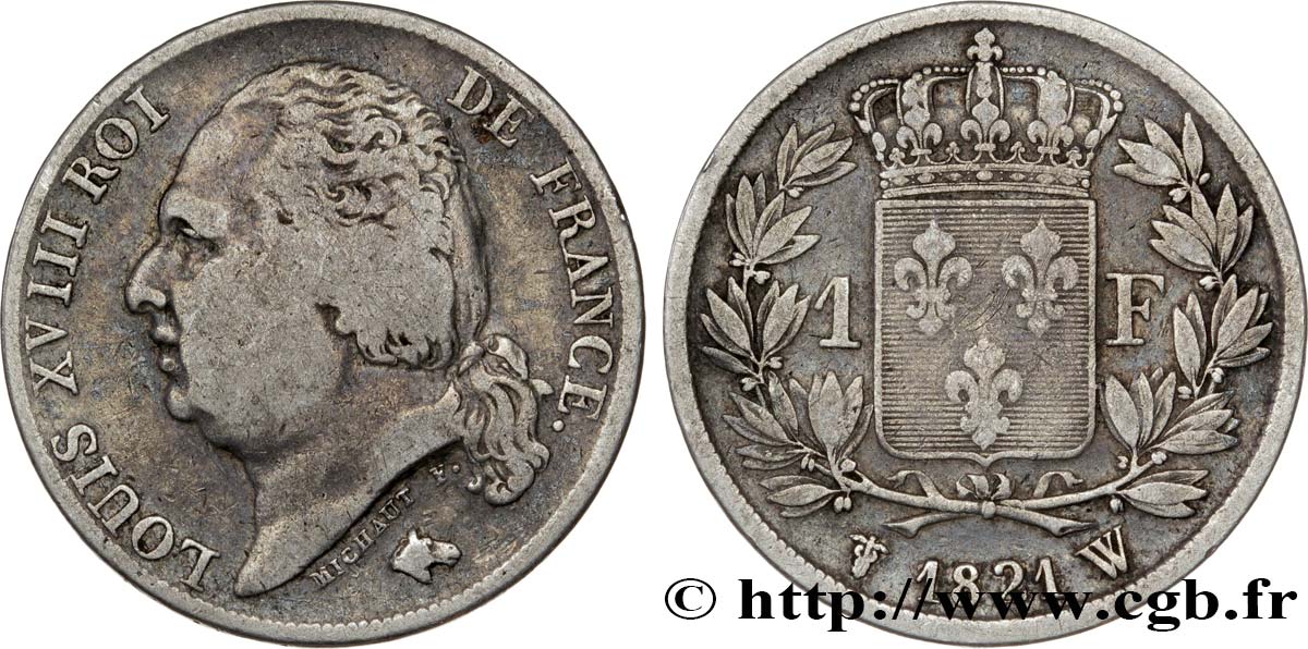 1 franc Louis XVIII 1821 Lille F.206/39 TB25 