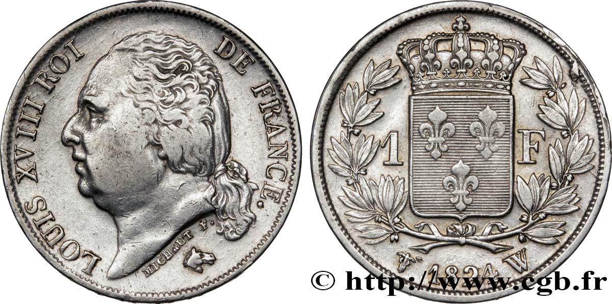 1 franc Louis XVIII 1824 Lille F.206/66 S35 