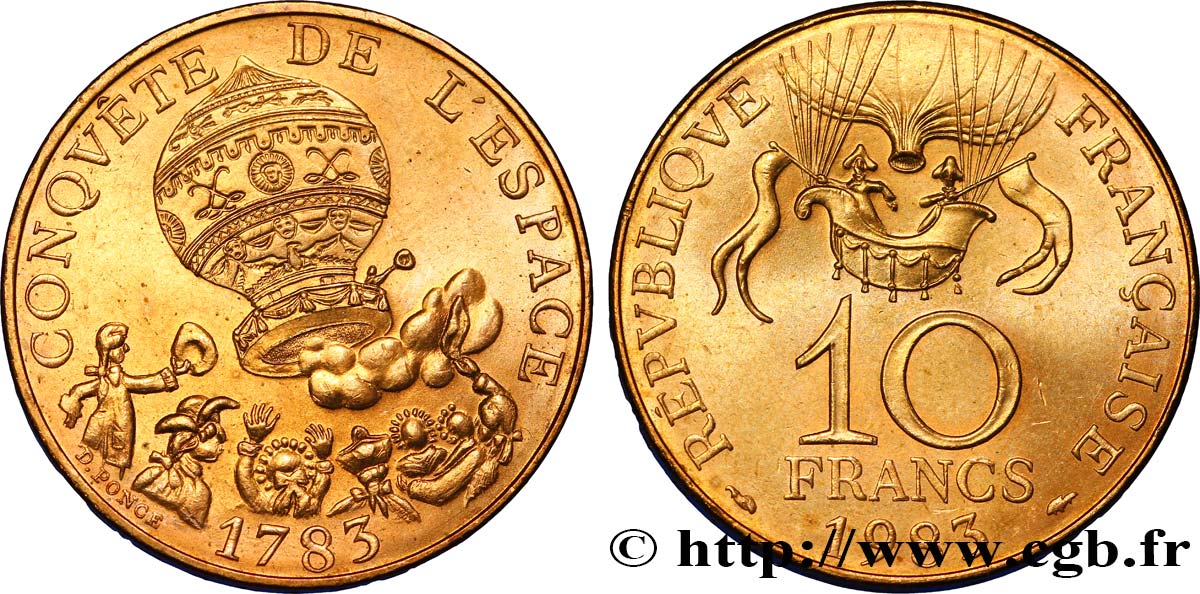 10 francs Conquête de l’Espace 1983  F.367/2 EBC62 