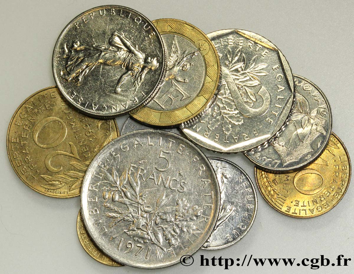 Lot de 10 Monnaies de la Cinquième République n.d. Pessac  BB/MS 