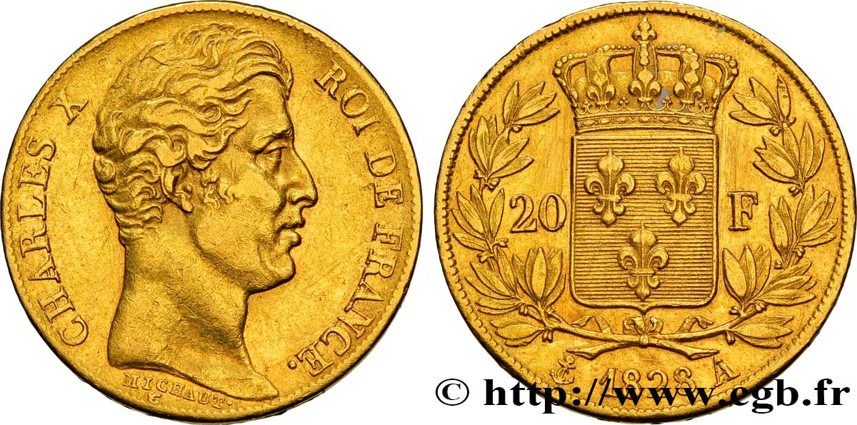 20 francs or Charles X 1828 Paris F.520/8 BB48 