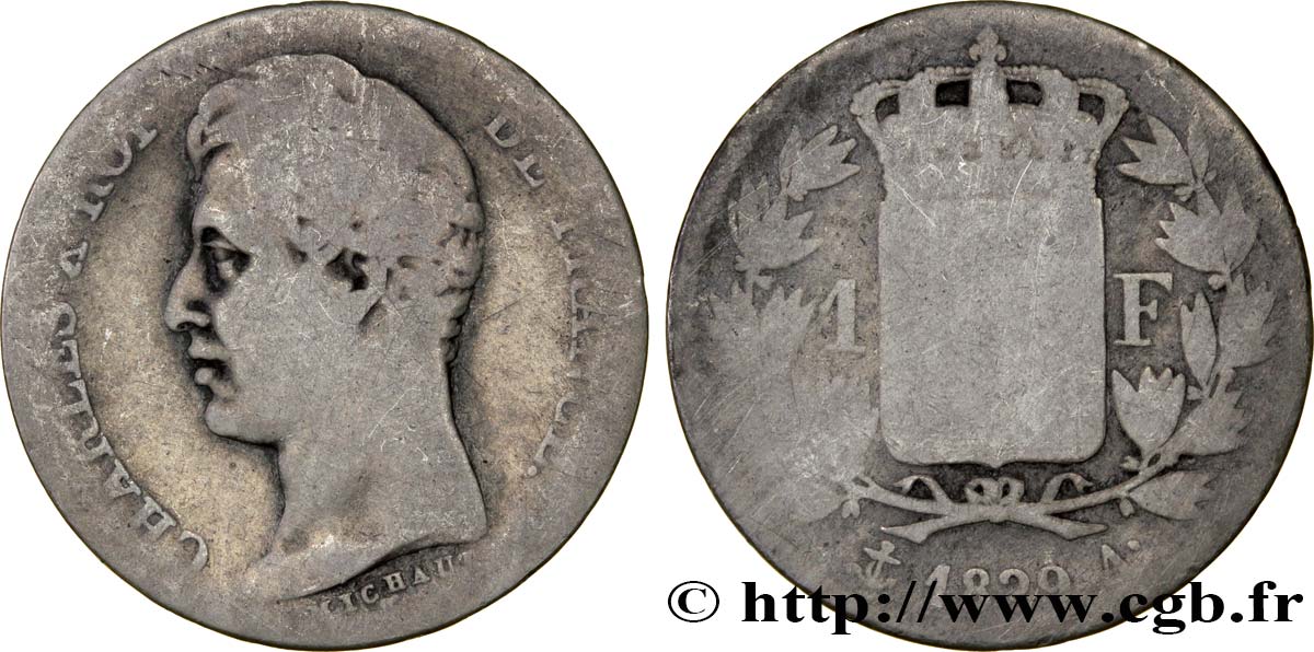 1 franc Charles X, matrice du revers à quatre feuilles 1829 Paris F.207A/13 B8 
