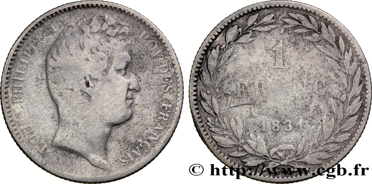 1 franc Louis-Philippe, tête nue 1831 Paris F.209/1 B8 