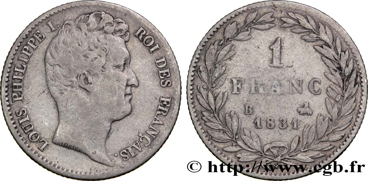 1 franc Louis-Philippe, tête nue 1831 Rouen F.209/2 S18 