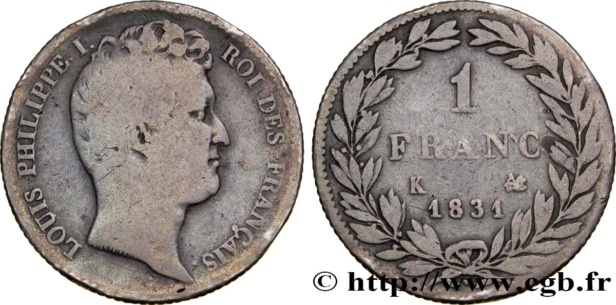 1 franc Louis-Philippe, tête nue 1831 Bordeaux F.209/7 TB15 