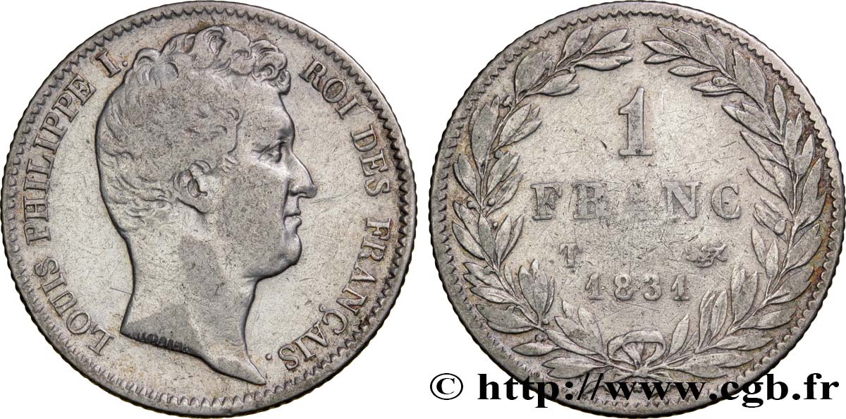 1 franc Louis-Philippe, tête nue 1831 Nantes F.209/11 TB20 