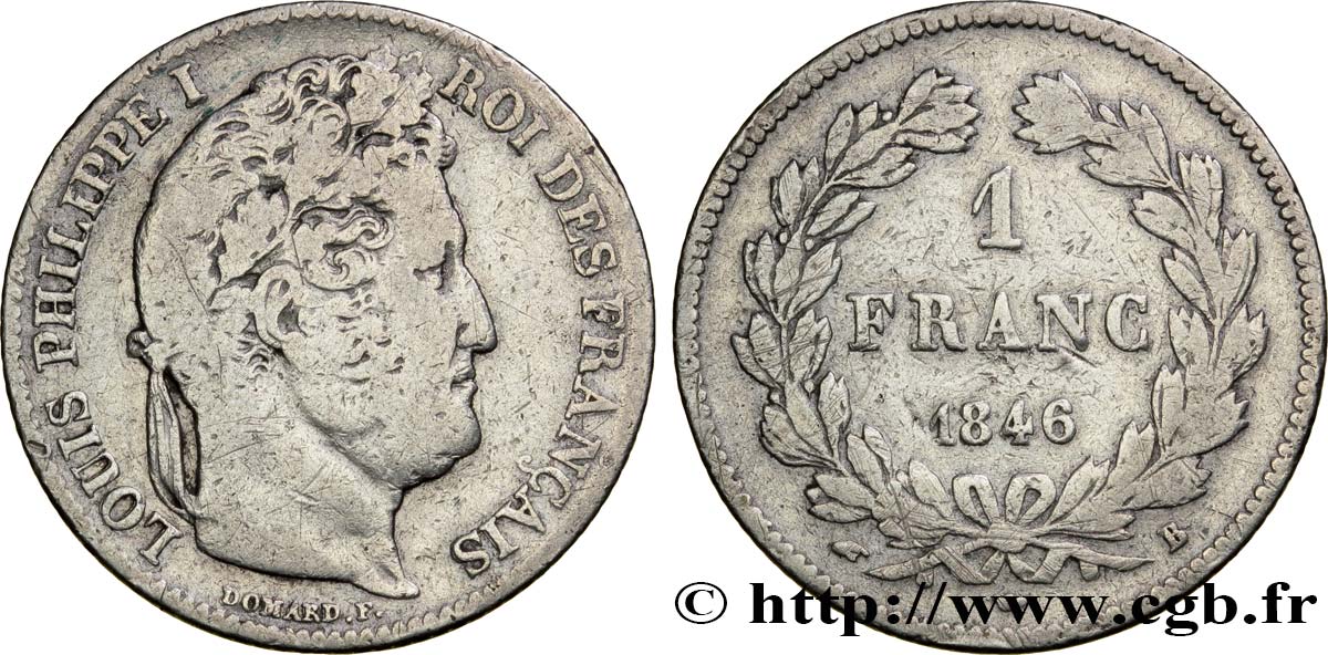 1 franc Louis-Philippe, couronne de chêne 1846 Rouen F.210/106 S20 