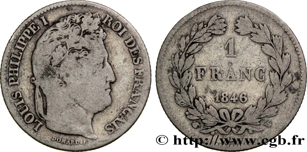 1 franc Louis-Philippe, couronne de chêne 1846 Lille F.210/109 F14 