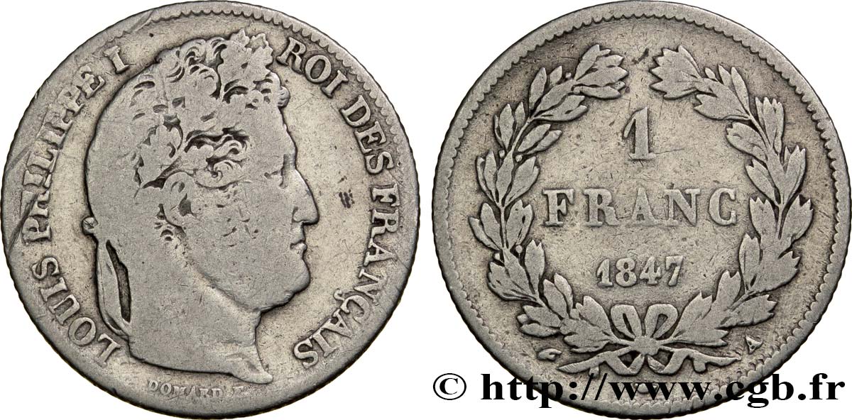 1 franc Louis-Philippe, couronne de chêne 1847 Paris F.210/110 SGE12 