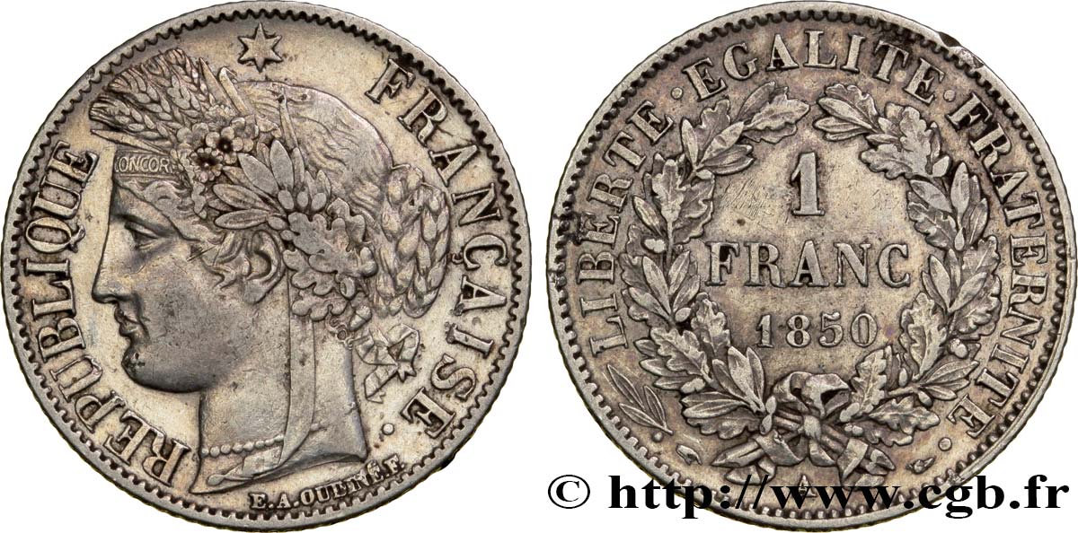 1 franc Cérès, IIe République 1850 Paris F.211/4 MBC48 