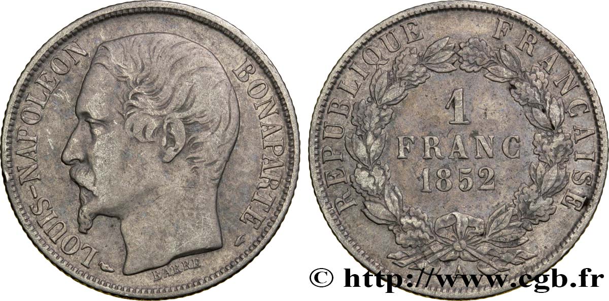 1 franc Louis-Napoléon 1852 Paris F.212/1 MBC40 