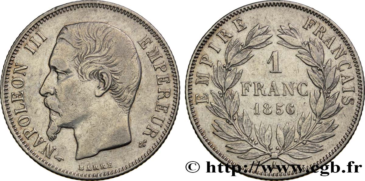 1 franc Napoléon III, tête nue 1856 Paris F.214/6 BC35 