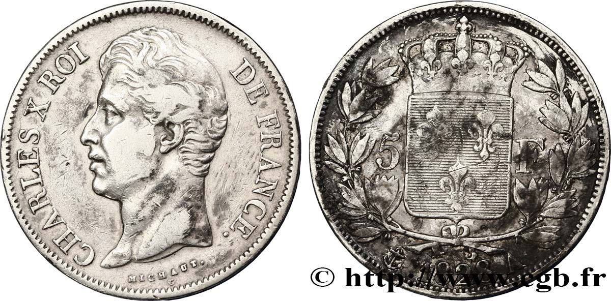 5 francs Charles X, 2e type 1828 Paris F.311/14 BC 