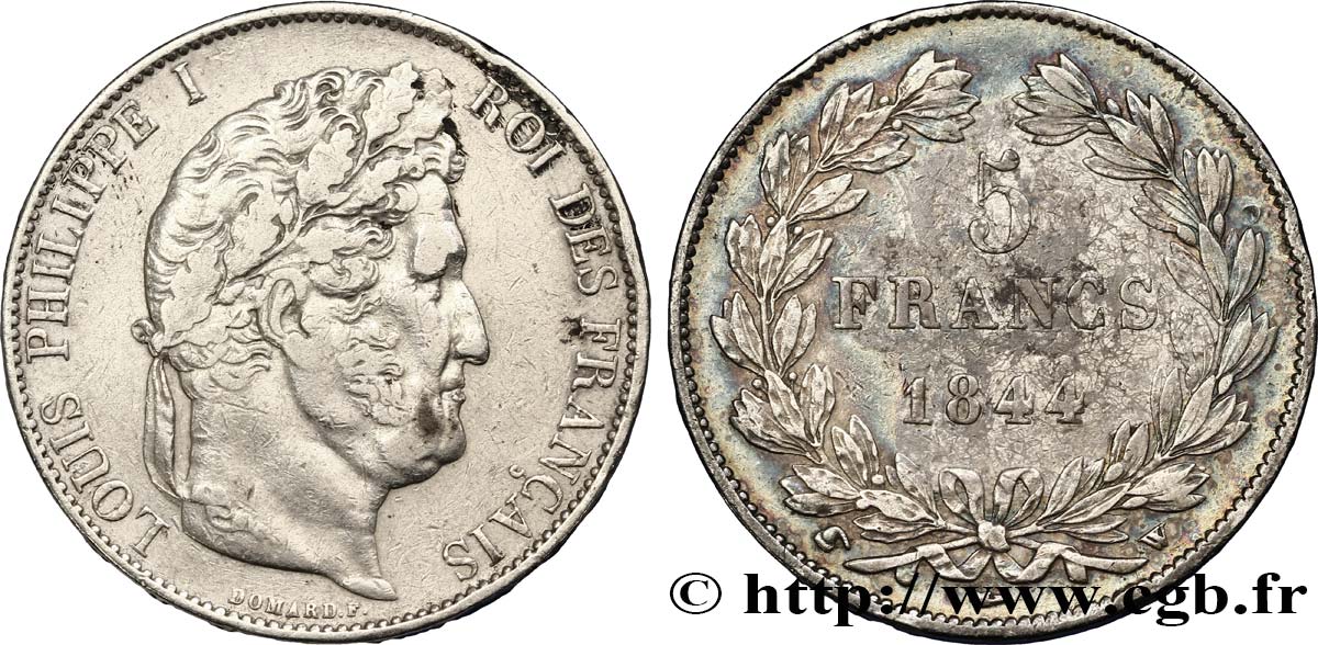 5 francs IIIe type Domard 1844 Lille F.325/5 TB35 