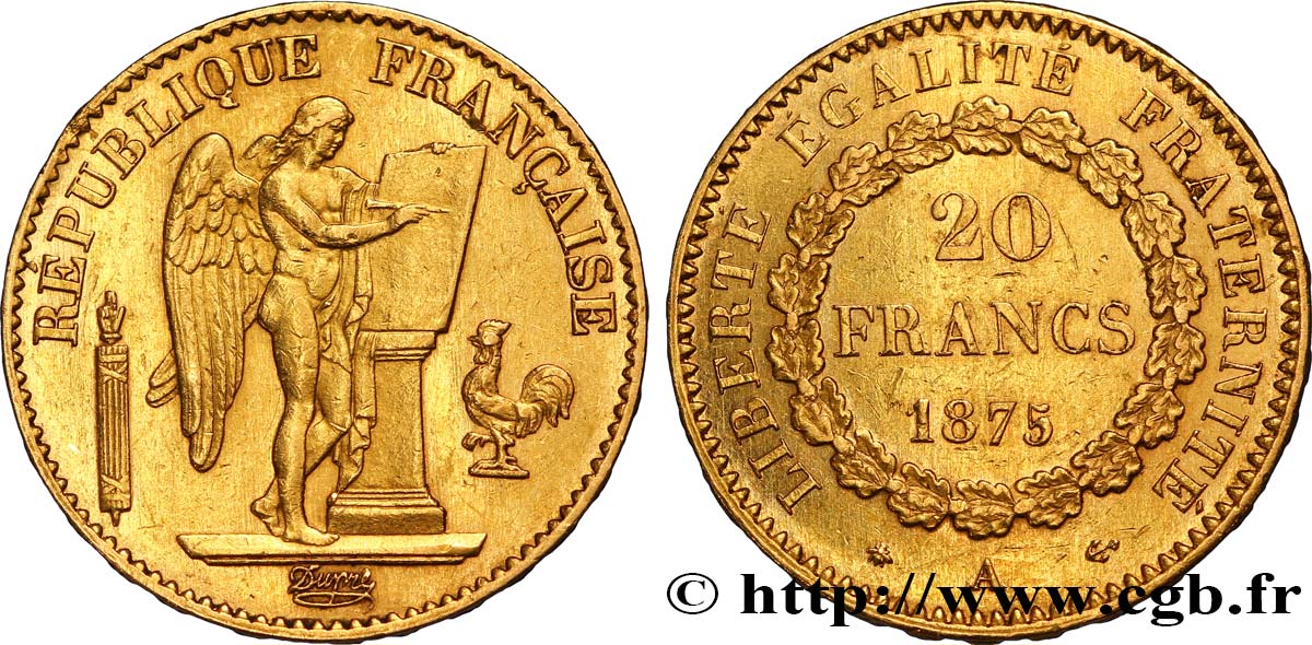 20 francs or Génie, Troisième République 1875 Paris F.533/3 BB52 