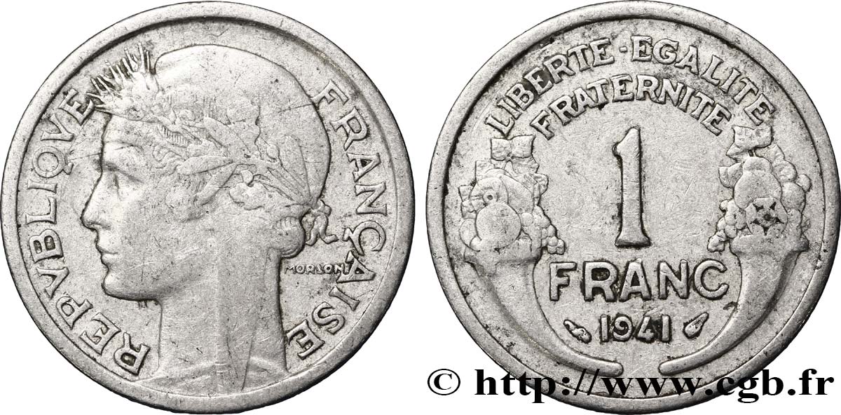 1 franc Morlon, légère 1941 Paris F.221/2 SS48 