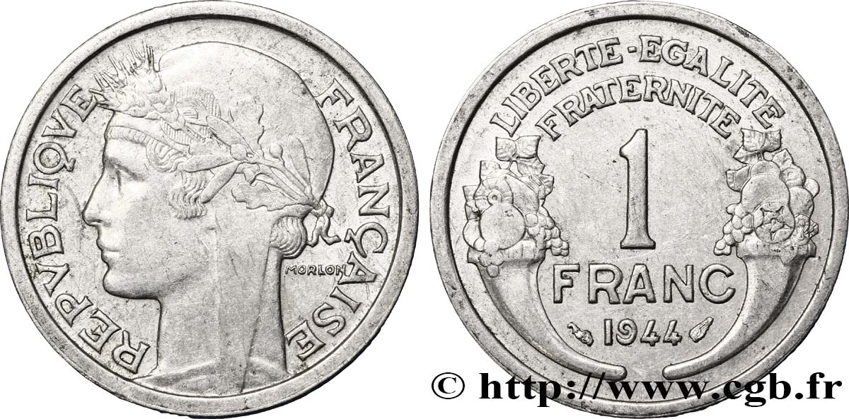 1 franc Morlon, légère 1944 Paris F.221/3 AU53 