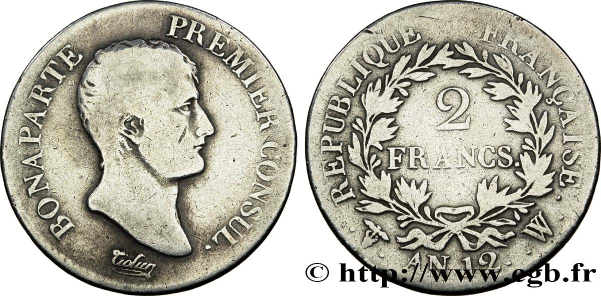 2 francs Bonaparte Premier Consul 1804 Lille F.250/13 F12 
