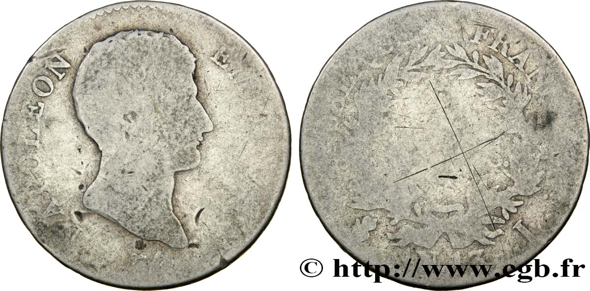 2 francs Napoléon Empereur, Calendrier révolutionnaire 1805 Bayonne F.251/20 AG3 