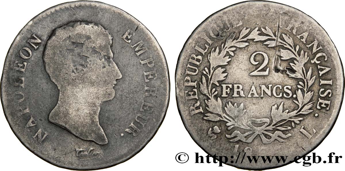 2 francs Napoléon Empereur, Calendrier grégorien 1807 Bayonne F.252/11 SGE6 