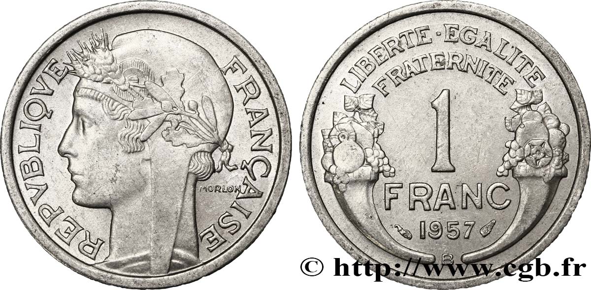 1 franc Morlon, légère 1957 Beaumont-Le-Roger F.221/20 SPL60 