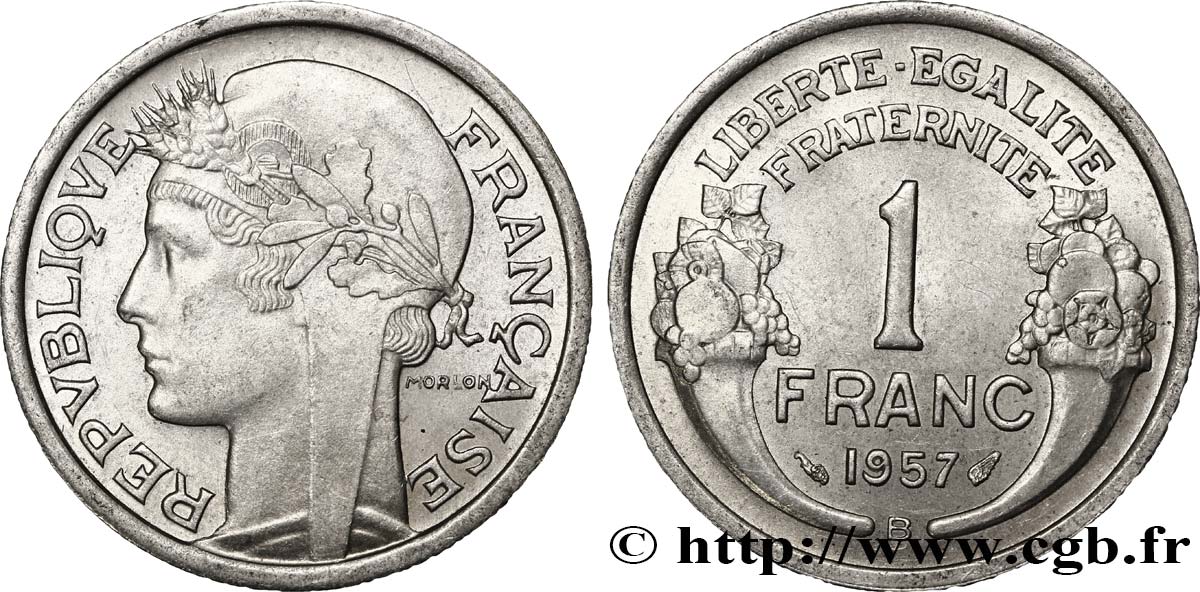 1 franc Morlon, légère 1957 Beaumont-Le-Roger F.221/20 VZ60 