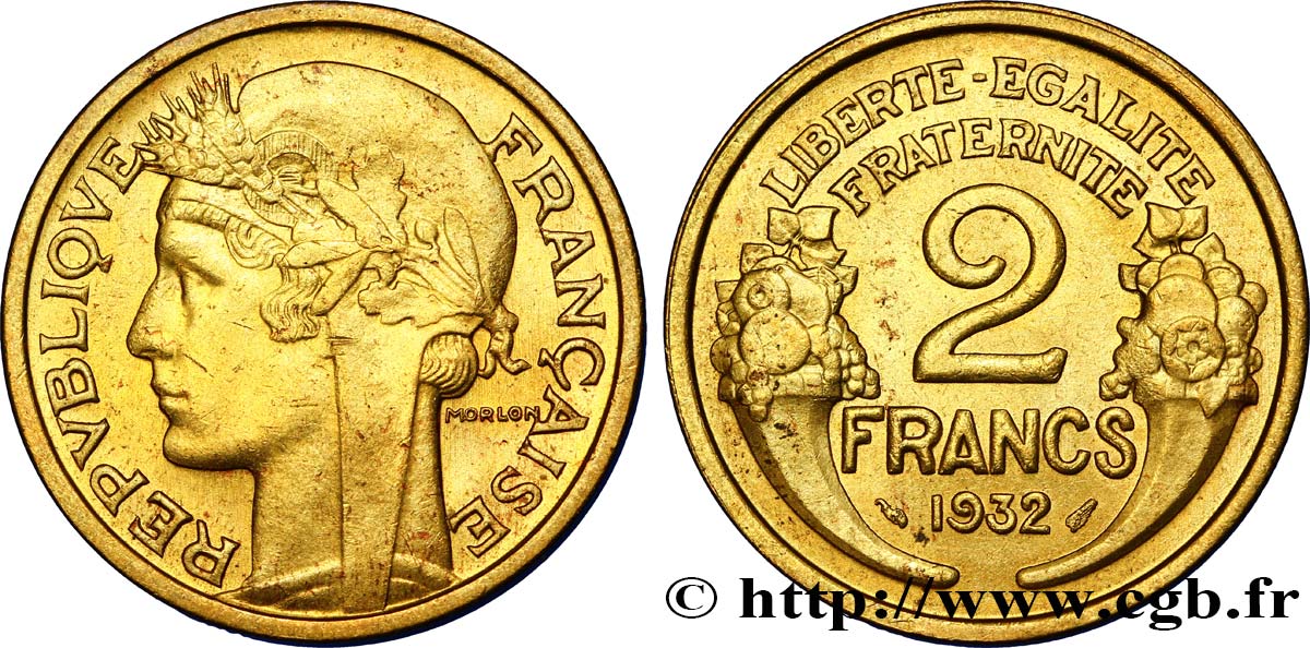 2 francs Morlon 1932  F.268/3 AU55 