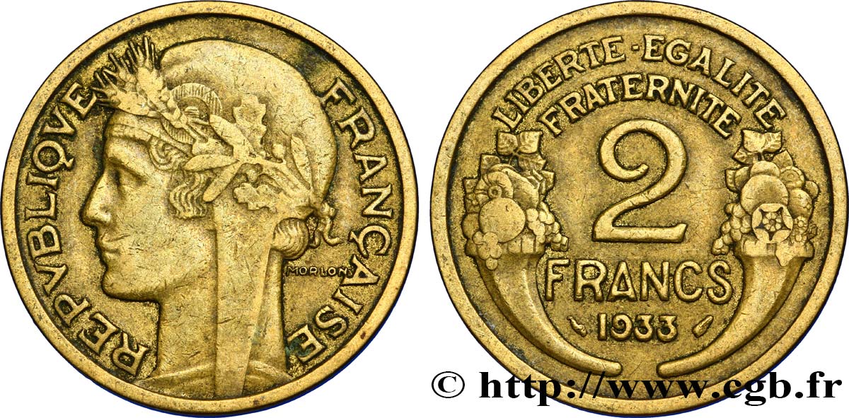 2 francs Morlon 1933  F.268/6 XF40 