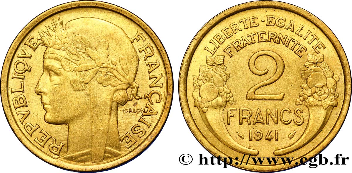 2 francs Morlon 1941  F.268/14 AU53 