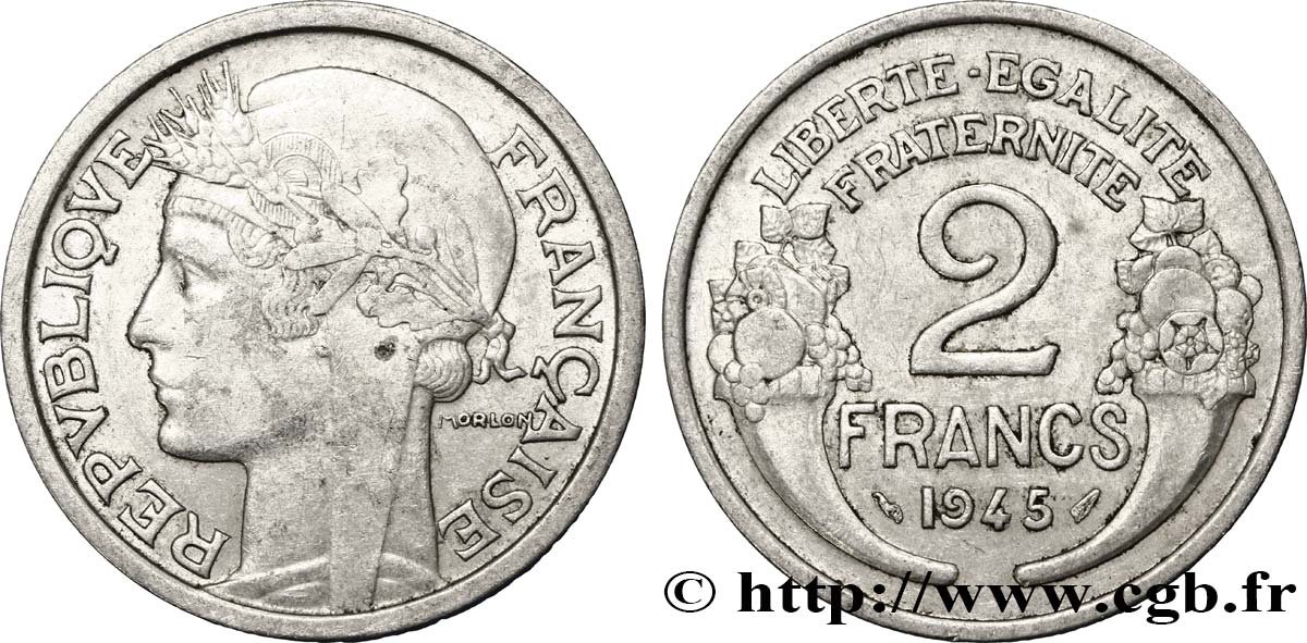 2 francs Morlon, aluminium 1945  F.269/5 SS48 