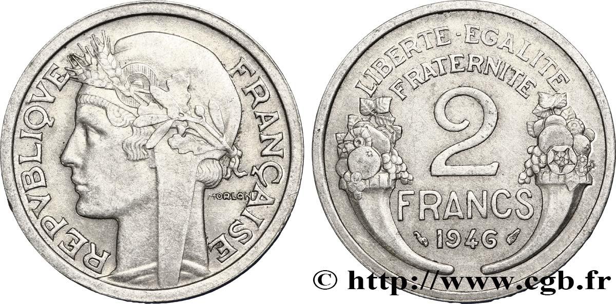 2 francs Morlon, aluminium 1946  F.269/8 TTB52 